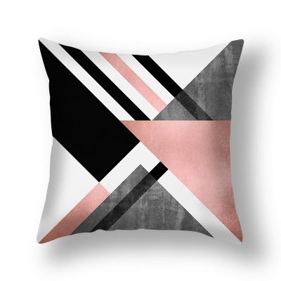 China Hot Sale Anti-static Short Plush Decoration Plain Pillow Cases Geometric Printed Lumbar Cover for sale