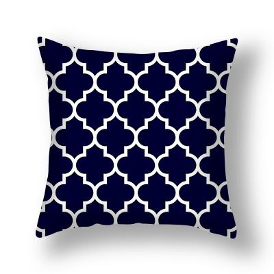 China Navy Blue Anti-Static Pillow Case Cushion Cover Modern Geometry Style Tile Covers Stripes Beige Cotton Square Linen Home Decorative for sale