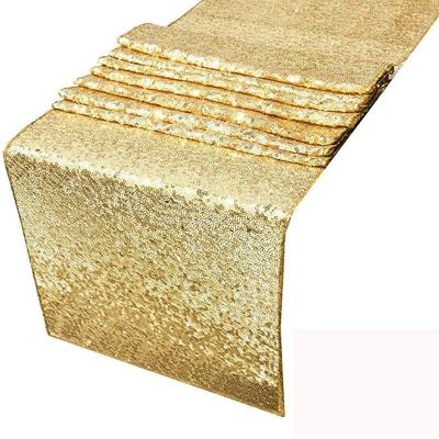 China Waterproof Sequin Table Runners Gold Glitter Table Runner Event Party Supplies Cloth Decorations for Holiday Christmas Birthday Wedding for sale