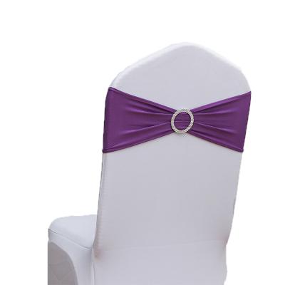 China Wholesale Solid Stretch Wedding Banquet Polyester Bandage Decorative Round Chair Covers Sashes for sale