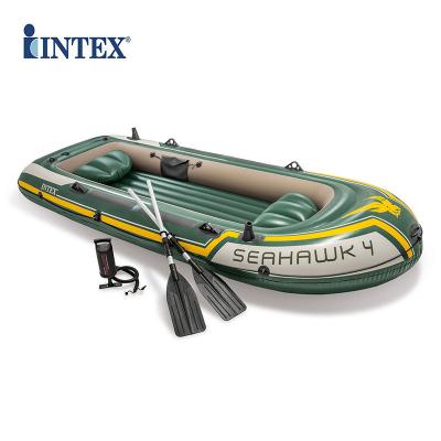 China PVC INTEX 68351 SEAHAWK 4 Person BOAT SET Large Inflatable Rowing Boats PVC Kayak Fishing Canoe Boat for sale