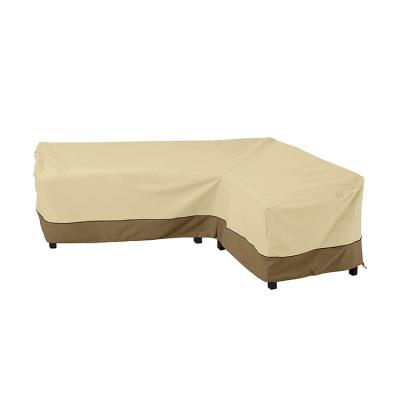 China Anti-uv/Rainproof/Dustproof Custom logo 420d V-Shaped Sectional Sofa Cover Waterproof Outdoor Sectional Cover Garden Furniture Cover with Air Vent for sale