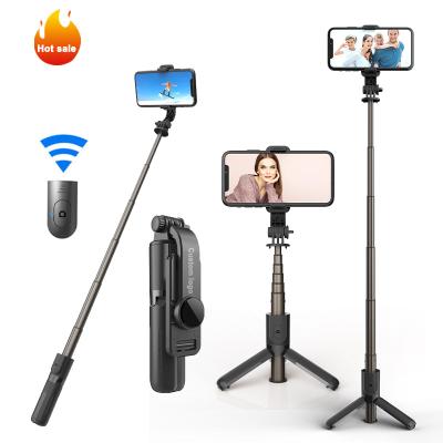 China New Product L10 Mini Invisible Selfie Stick Mini Invisible Aluminum Selfie Stick Tripod Monkey Wireless Compact Selfie Stick Phone With Remote for sale