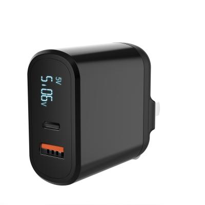 China With USB57s 18w Screen Wall Charger Digital Display Wall Charger Palladium 3.0 QC 3.0 Dual Port Fast Mobile Phone Chargers EU USA R-U With USB57s 18w Wall Charger display for sale