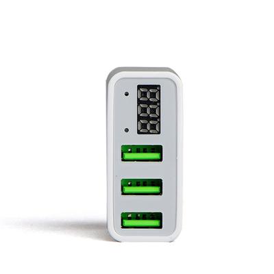 China Multi Layers Safety Protection USB32 3 In 1 Cell Phone 3 Left Usb Charger With 5V3A Voltage Display Universal Usb Wall Fast Chargers for sale