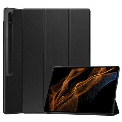 China Triple Leather Tablet Case Folio Stand PU Tablet Case 14.6 inch Hard PC Case Tablet Cover For Samsung Galaxy Tab S8 Ultra 14.6