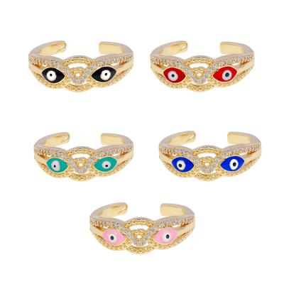 China Handsome TRENDY Snake Eyes 18k Gold Plated Rings Zirconia Pave Rings Women Men Gifts Jewelry CZ Snakes Eye Rings for sale