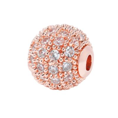 China Unique Jewelry Findings 8mm CZ Spacer Beads Jewelry Making Wholesalers Earring Charms Necklaces Micro Pave DIY Round Beads For Jewelry Making for sale