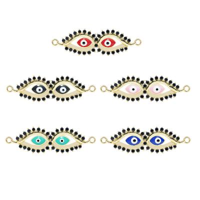 China DIY Jewelry Accessory Fashion Eyes Bracelet Connectors For Jewelry Making 14k Gold Accessories Bracelets Charms CZ Eyes Bracelet Connectors for sale