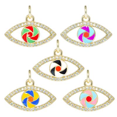 China DIY Jewelry Accessory Fashion Style Eyes Shape Bracelet Necklace Pendant Charms For Bracelet Making Jewelry CZ Eyes Pendant Charms for sale