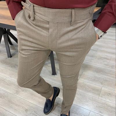 China Fashionable Custom Made Anti-Wrinkle Mens Leisure Suit Pants Mens Slim Fit Pleated Khaki Pants For Men for sale