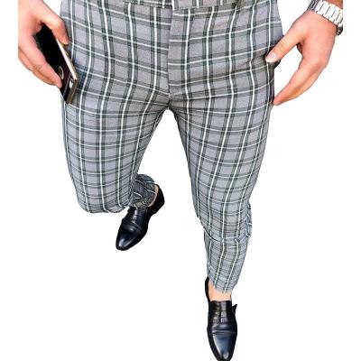 China Anti-wrinkle plaid pants for men skinny twill pants pants stretch mens fashion plaid pants for sale