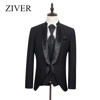 China Custom Made Fashion Anti-Shrink Style Mens Shawl Lapel Satin Tuxedo Wedding Suit For Men for sale