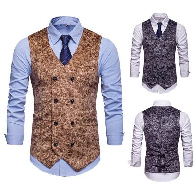 China wholesale Anti-wrinkle fashion v-neck jacket man suit cotton waistcoat vest for men for sale