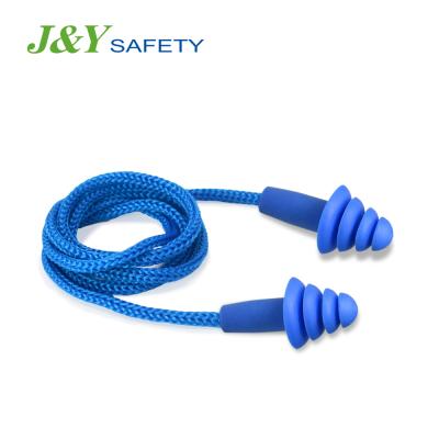 China Wholesale Reusable Ear Plugs TPR Hearing Protector Ear Plugs SNR 32dB NRR 25dB Ear Plugs With Rope for sale