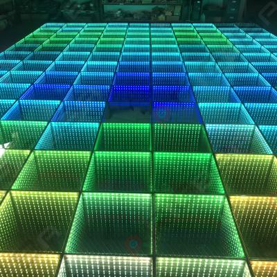 China 50cm infinity 3D mirror led dance floor for party events 50*50*70mm for sale