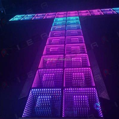 China Restaurant RIGEBA Cat Walk Led Stage Mirror 3D LED Infinite Dance Floor for sale