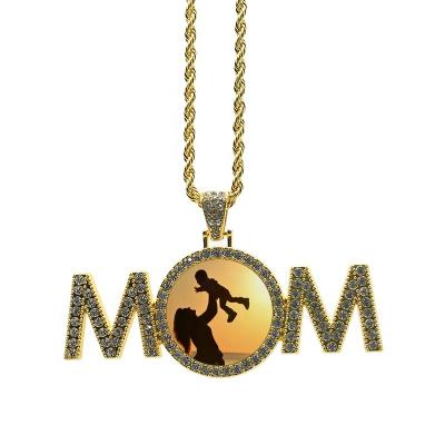 China CLASSIC Sublimation Mother's Day Gift Jewelry Blank Necklace with Diamond Mom Pendant for sale