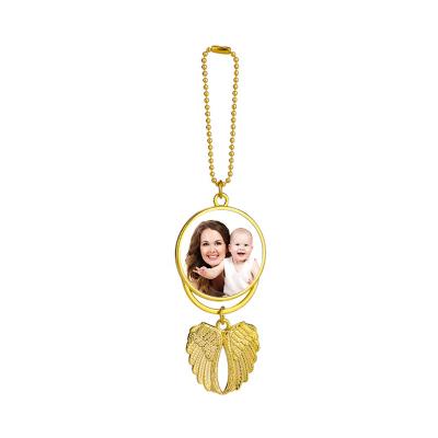 China 2021 New Hiphop Sublimation Double Sided Angel Wings Hanging Ornament For Car for sale