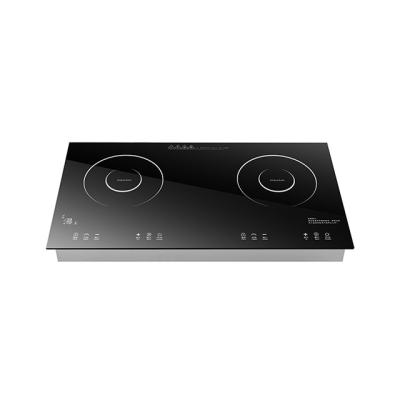 China Hotel Kitchen Double Burners Cooktop 2 Glass Heating Zones Appliance Recessed Concave Induction Cookers for sale