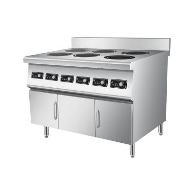 China Hotel 220V 50Hz 3.5kW Six Head Stainless Steel Induction Cookers With Cabinet for sale