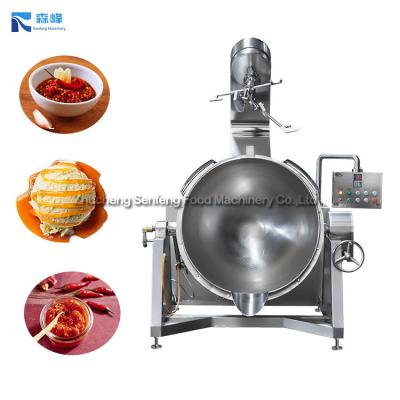 China 300L Industrial Jacketed Snack Factory Cooking Kettle With Stirrer For Chili Sauce for sale