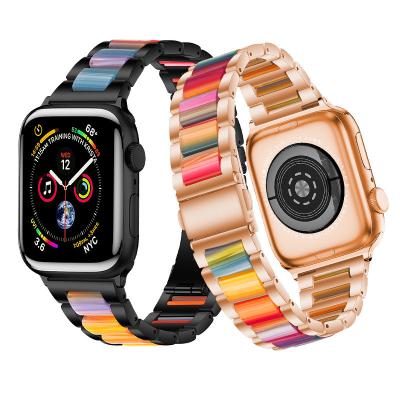 China Jaffaite Fashionable Peucin Resin Watch Strap Women Smart Apple Watch Strap Band for sale