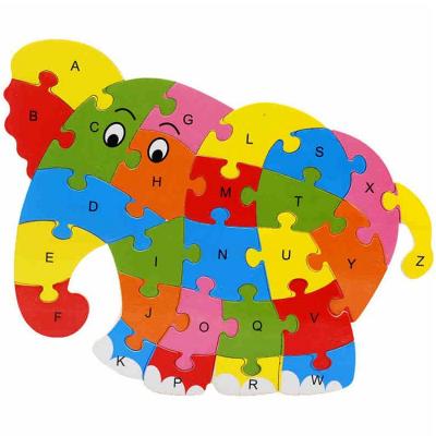 China 100% Eco-friendly Early Childhood Education Cartoon Animal Puzzle Children Learning English Letter Wooden Toys for sale