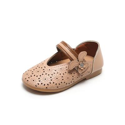 China Round 2021 Korean Soft Soles Hollow Doug Shoes Comfortable Casual Baby Leather Shoes New Girls' Shoes for sale