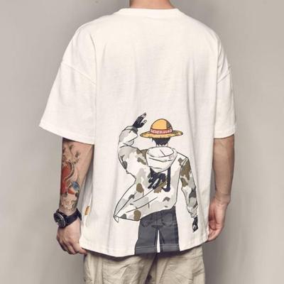 China Summer QUICK DRY Korean Boys Top Female Loose Couples Plus Size Men'S Anime Printed White T-Shirt for sale