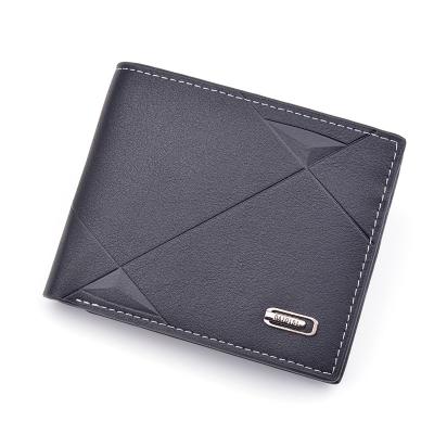 China New Logo Mens Luxury Horizontal Embossed Soft Leather Wallets Short Casual Custom RFID Business Wallet for sale