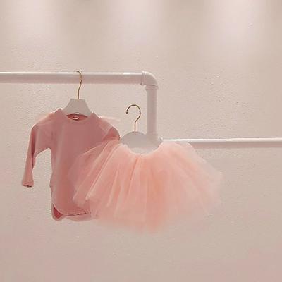 China 2021 Spring Summer Antibacterial Korean Infant Jumpsuit Gauze Skirt Suit Girls Baby Dance Romper Two-piece Performance Fluffy Clothing for sale