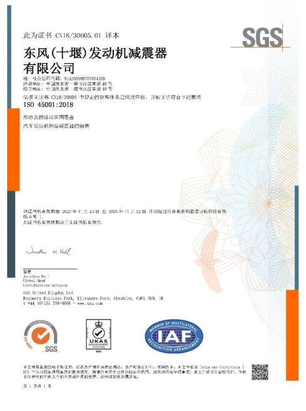 ISO450012018 - Dongfeng (Shiyan) Torsional Damper Company Limited