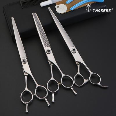 China Stocked 7.5inch And 8 Inch SUS440C Pet Grooming Steel Scissors Set Straight Dog Scissors for sale