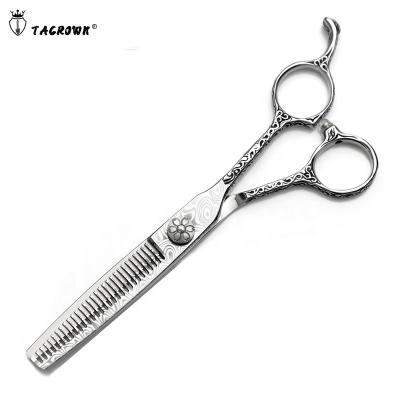 China Right Handed Scissors 6.0 Inch Damascus Pattern Professional Barber Thinning Scissors for sale