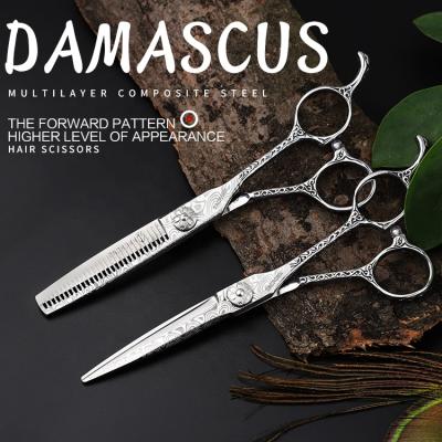 China Professional Wholesale Hair Cutting Scissors Damascus Steel Hairdressing Scissors and Kit for sale