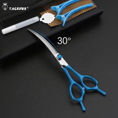 China TACROWN Durable 30 Degree Curved Scissors Professional Pet Grooming Scissors Set For Dog Scissors for sale