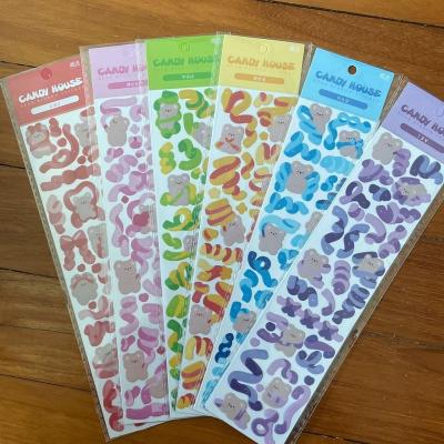 China Self Adhesive Candy Cup Stickers OPP Bag Fashionable Multicolor Glitter Individual Wrapping Cartoon Labels Confetti Stickers for sale