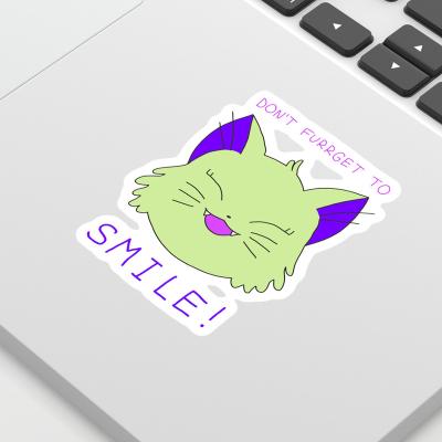 China Waterproof Cheap On Sale Programmable Coated Paper Hot Selling Custom Design Vinyl Animal Cat Die Cut Removable Laptop Thank You Label Stickers for sale