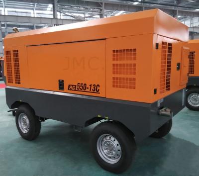 China South Africa market high quality 550cfm 13 bar oil lubricated portable diesel air compressor for rock hole for sale