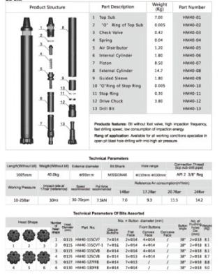 China Hotels Hammer 5 Inch DTH Top Hammer Connected To Drill Bit For Drilling Rig for sale