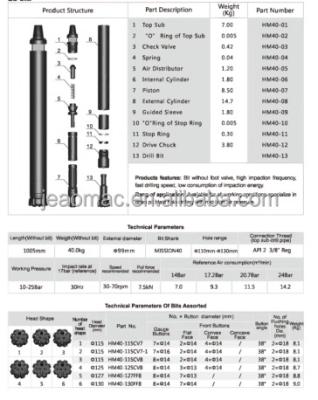 China Hotels 4/5/6/7/8/10 Inch Air Pressure High DTH Hammer For Water Well Drilling Rig for sale