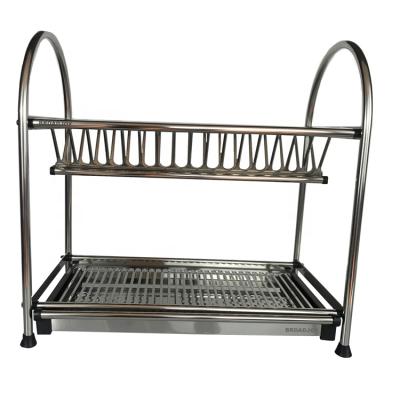 China He 201 Stainless Steel Kitchen Collection Storage Dish 2 Tiers Inludes Net Dish Drying Rack for sale