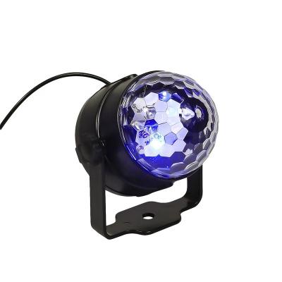 China Hotel QianYu Indoor Party Lights RGB Rotating Sound Activated Crystal Magic Ball Stage Lights For Xmas Ktv Christmas Wedding for sale