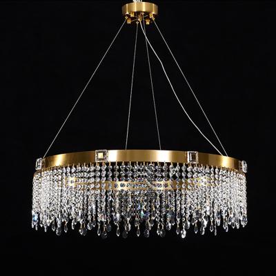 China Wholesale Modern Luxury Indoor Round Modern Crystal Light Decorative Iron K9 Crystal Chandelier Large Hotel Villa from QianYu for sale