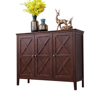 China Factory Direct Selling America Durable Brown Color Storage Living Room Furniture Solid Wood Shoes Cabinet Rack for sale