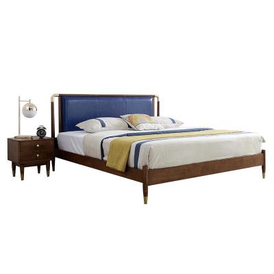 China Modern European Nordic Bedroom Furniture Oak Solid Wood King Size Bed Frame Queen Bed for sale