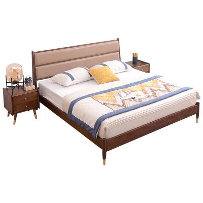 China Modern European Nordic Bedroom Furniture Oak Solid Wood King Size Bed Frame Queen Bed for sale