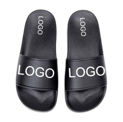 China Fashion Trend Summer Mens Beach Bedroom PVC Colors Logo Printing Customized Slipper Cheap Hotel Slippers Slides With Logo Women for sale