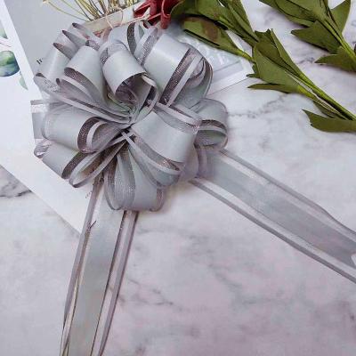 China Large Floral Large Size Bow DIY Organza Pull Wrapping Bow Pull With Ribbon For Wedding Birthday Gift Baskets Gift Bow Bright Assortment for sale